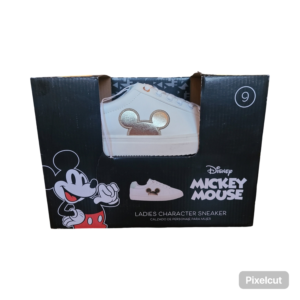 NWT Disney White and Gold Mickey Mouse Sneakers Size 9